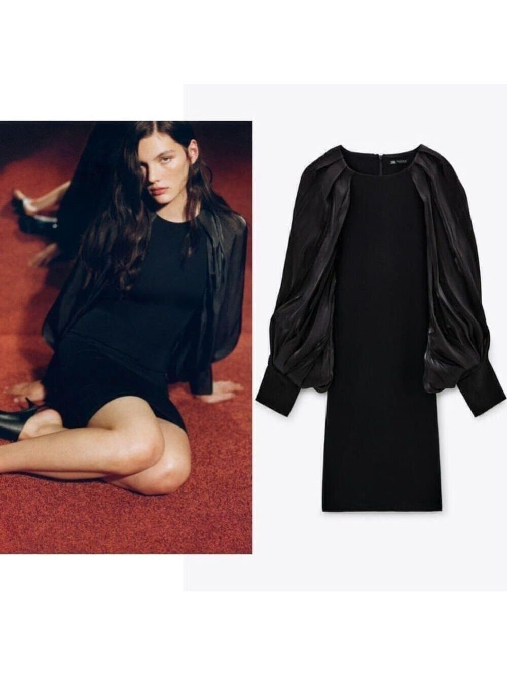NEW Zara | Long-sleeve mini dress in Black